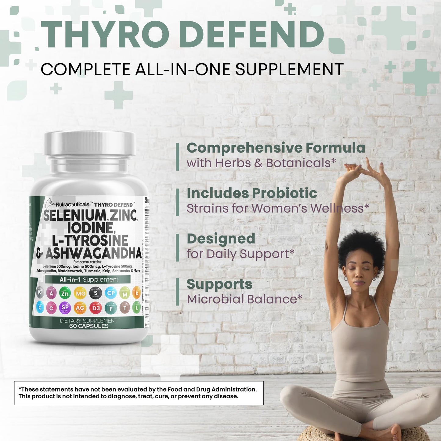 Clean Nutra Thyroid Support: Selenium, Iodine & Zinc | L-Tyrosine, Ashwagandha