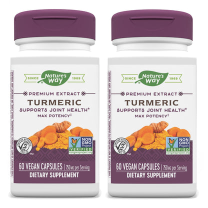 Nature's Way Turmeric Max Potency Premium Extract – Joint Support* (60 Vegan Capsules, Pack of 2)