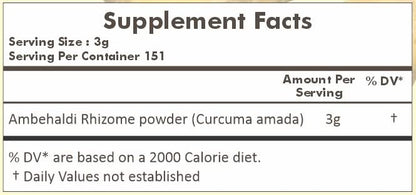 HERBAL HILLS Ambehaldi Powder Turmeric Powder 16 Oz (454 g) | Ambe Haldi, Curcuma Amada, Curcuma Longa, Turmeric Curcumin