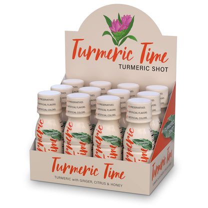 Turmeric Time Turmeric Shots – Ginger, Citrus & Honey, 12 Pack | Non-GMO