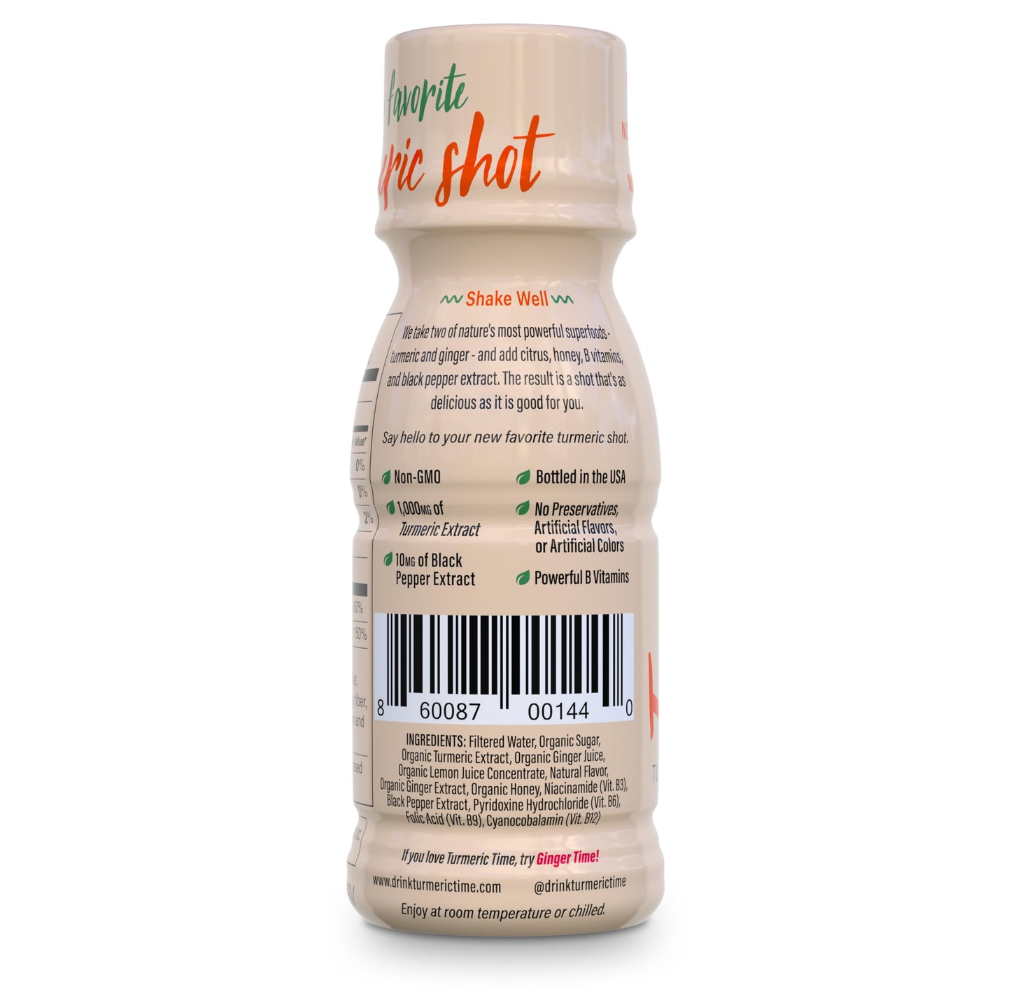 Turmeric Time Turmeric Shots – Ginger, Citrus & Honey, 12 Pack | Non-GMO