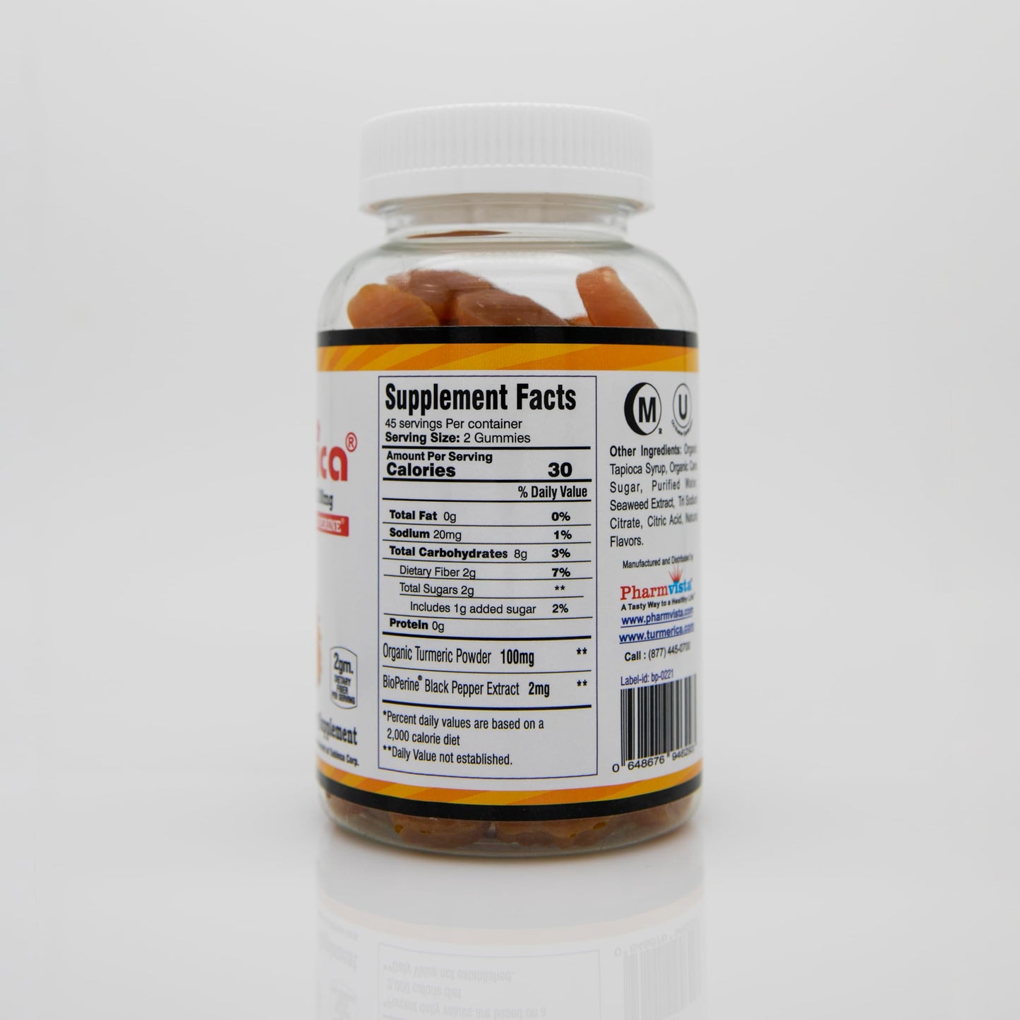 Turmerica Turmeric Curcumin Gummies 100mg with BioPerine – 90 Count | Made in USA