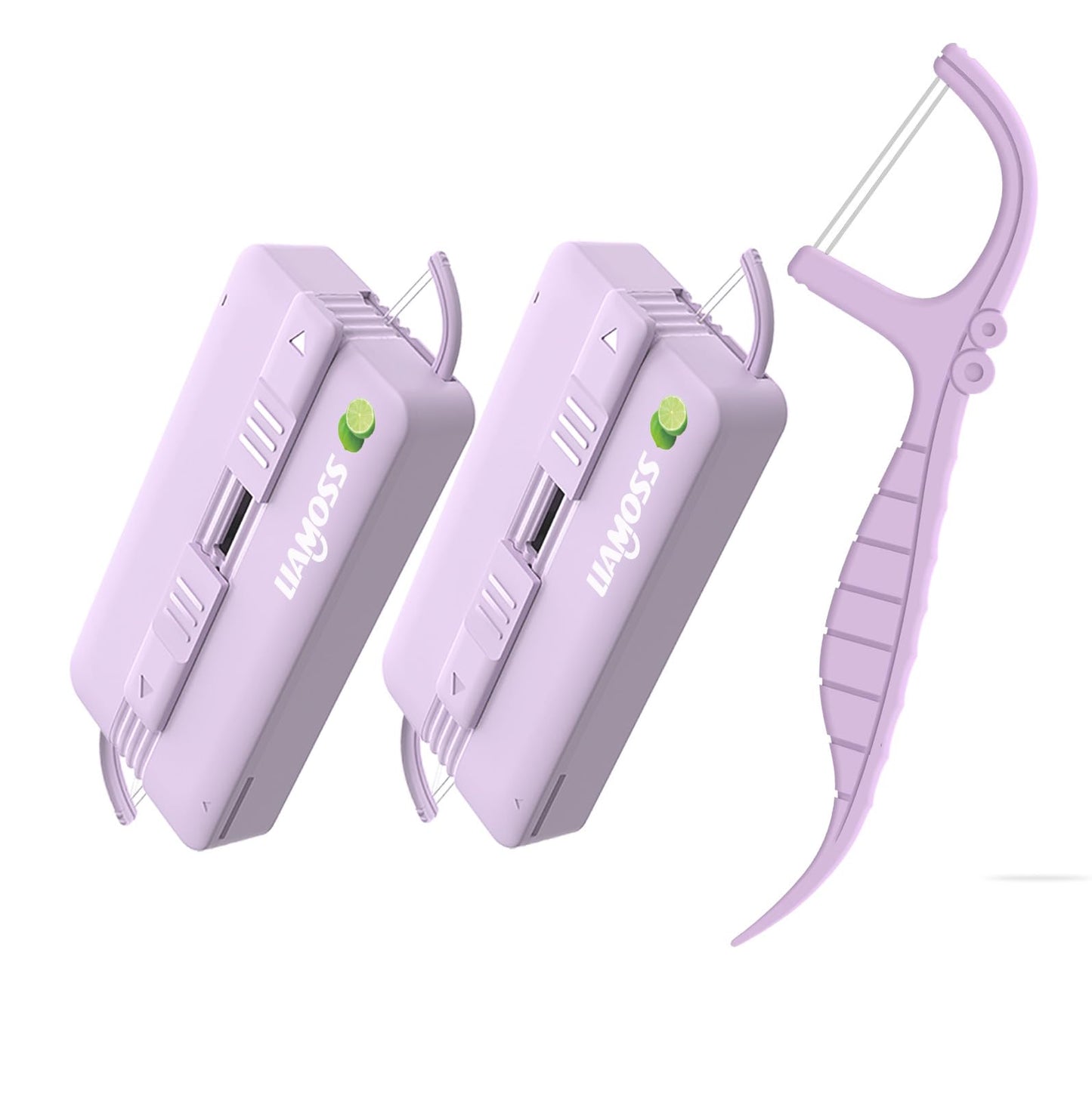 Twin Line Dental Floss Picks Dispenser – 2 Boxes, Lime Flavor, Portable Case