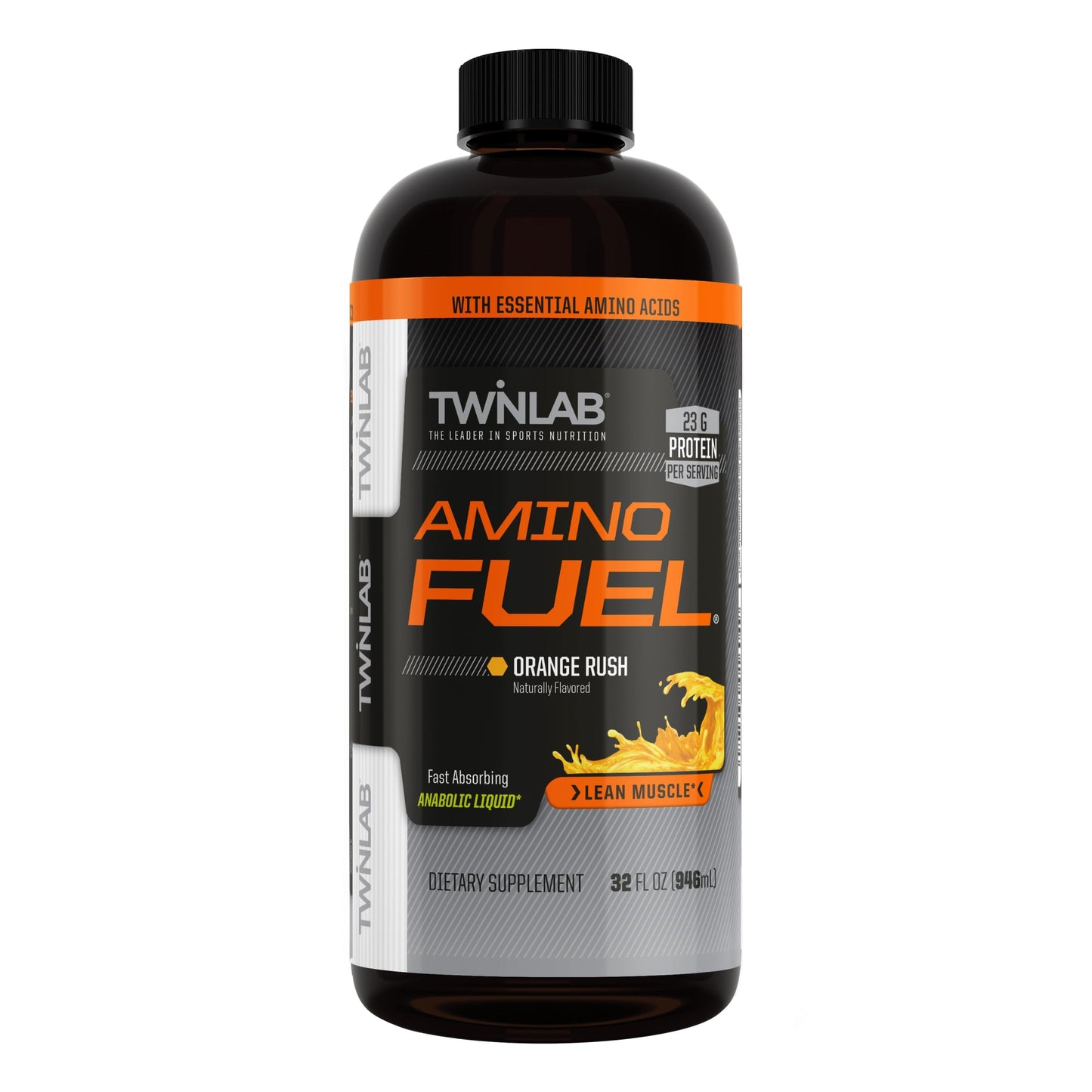 Twinlab Amino Fuel – Pre-Workout & Post-Workout Energy Drink & Supplement, 32 fl oz, Orange Rush
