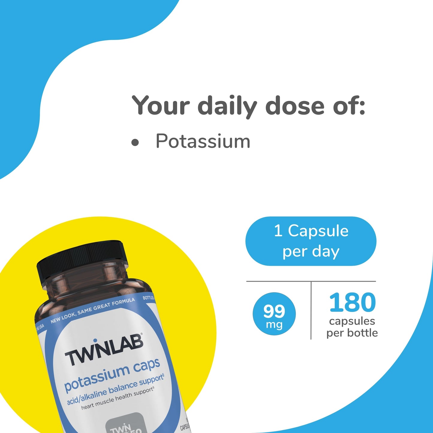 Twinlab Potassium Caps - Electrolyte Support for Heart & Muscle Health