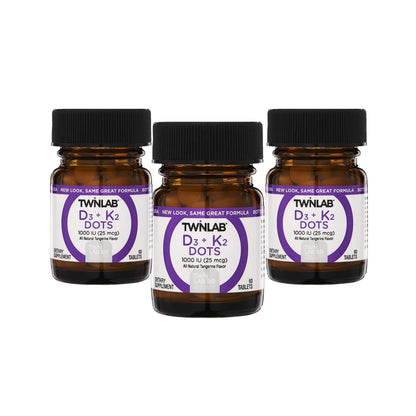 Twinlab Vit D3 1000 IU & K2 Dots, 3 Pack - Vitamin D3 + K2