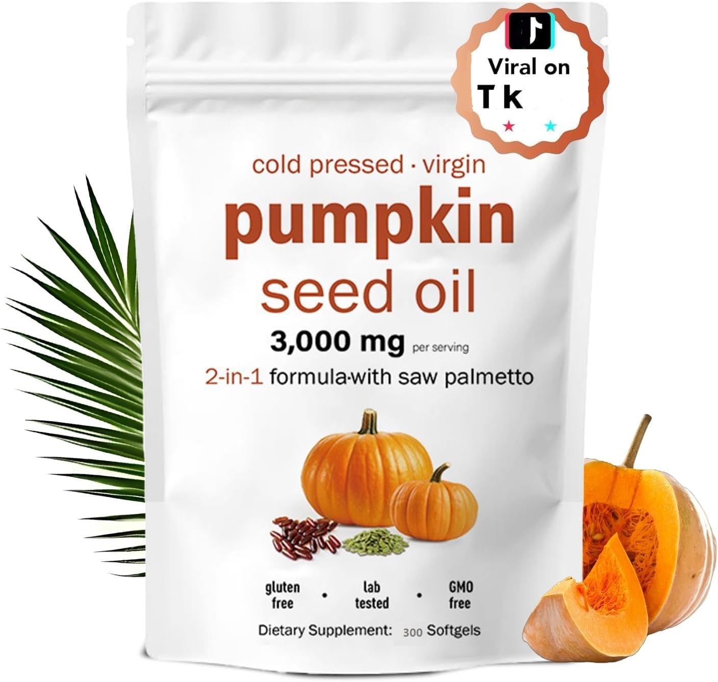 Magic Doll Pumpkin Seed Oil with Saw Palmetto Capsules – Cold Pressed, 300 Softgels | Supports Hair, Urinary, Bladder & Prostate Health | Non-GMO (2 Bags, 300 Count)