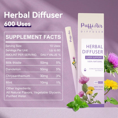 PUFFIAIR Inner Balance Duo Herbal Diffuser Pen Set | Mullein Cleanse Inspired Blend for Daily Reset | Green Purple | 2 Count