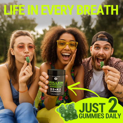 Mullein Gummies with Chlorophyll, D3, K2 & Magnesium – Lung, Immune & Bone Support