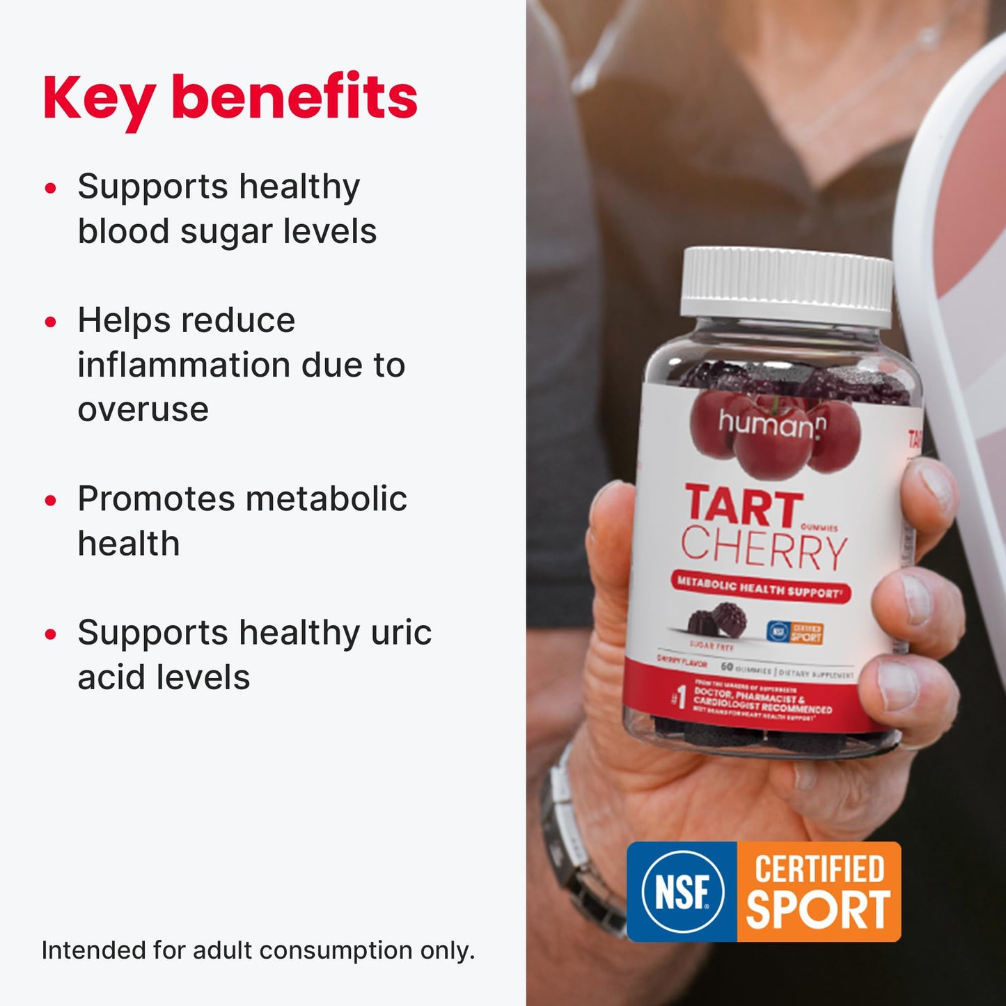 Humann Tart Cherry Gummies – NSF Certified Sport, Sugar-Free & Vegan