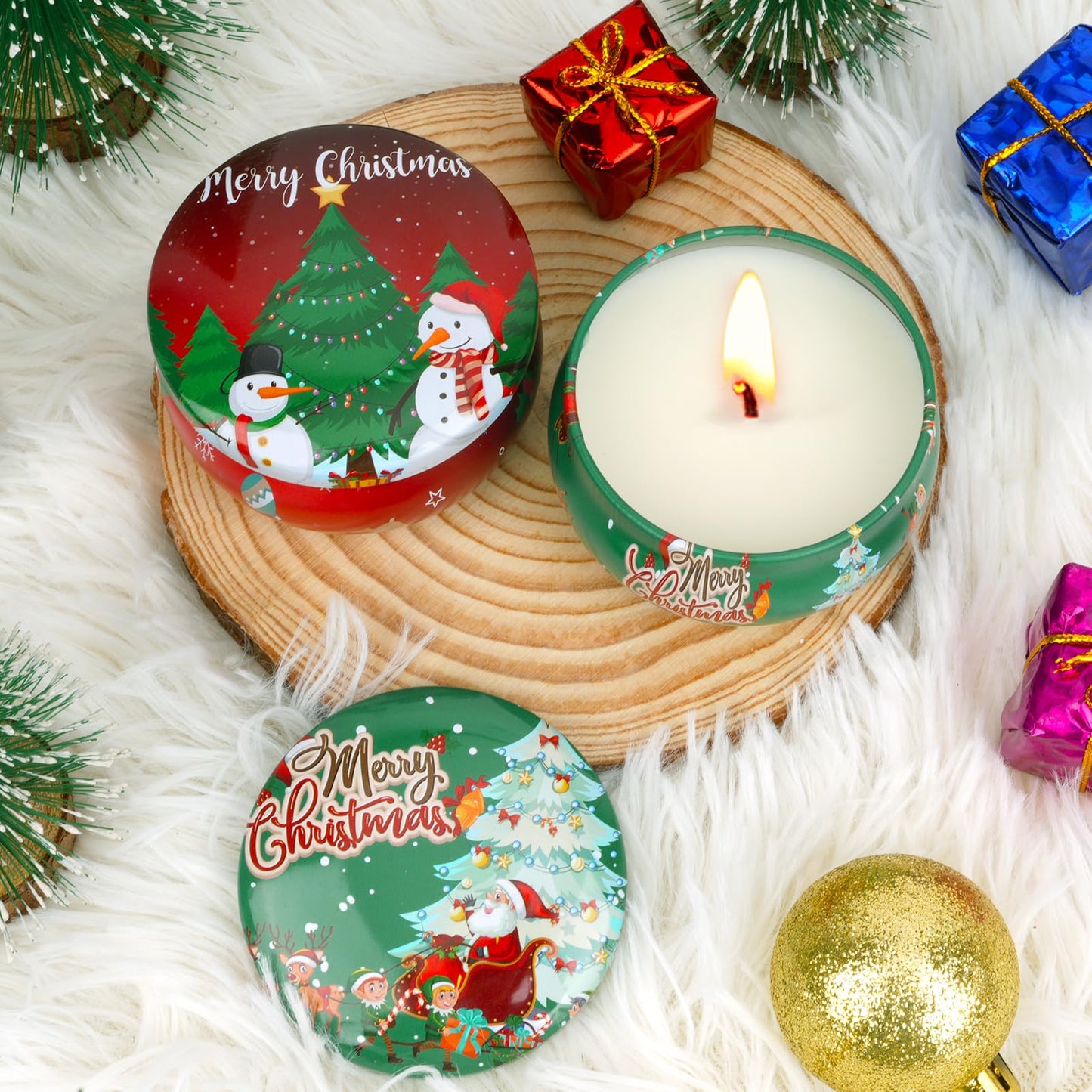 Christmas Candles Gift Set - 2-Pack 2.5oz Soy Wax Aromatherapy Candles for Women | Stress Relief & Holiday Gift
