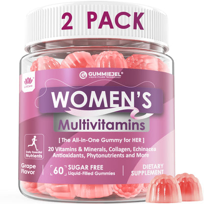LILICARE 2 Pack Women’s Multivitamin Gummies – Methylated Formula, Biotin, Collagen, Iron, No Sugar