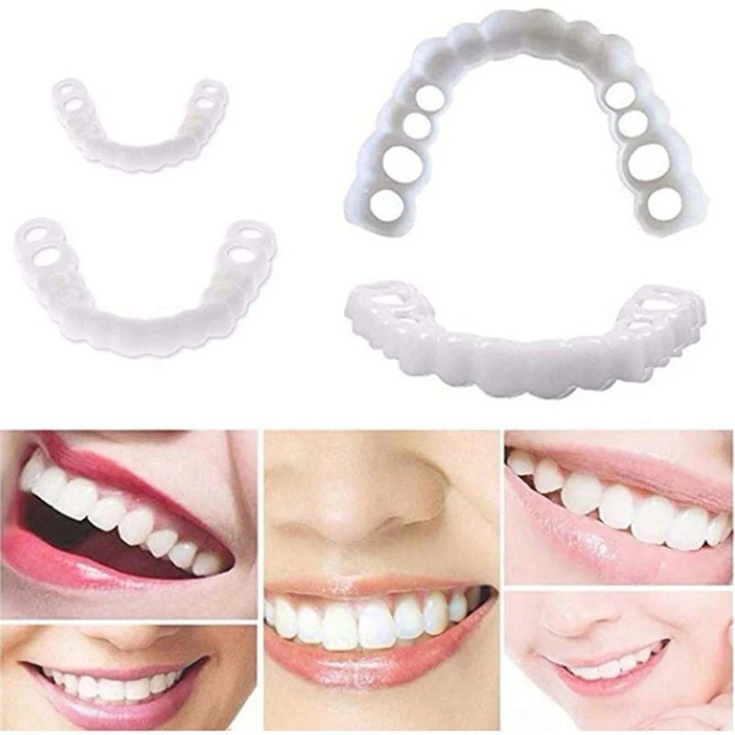 2 Pairs Temporary Smile Enhancer – Comfortable, Adjustable for Men & Women | White