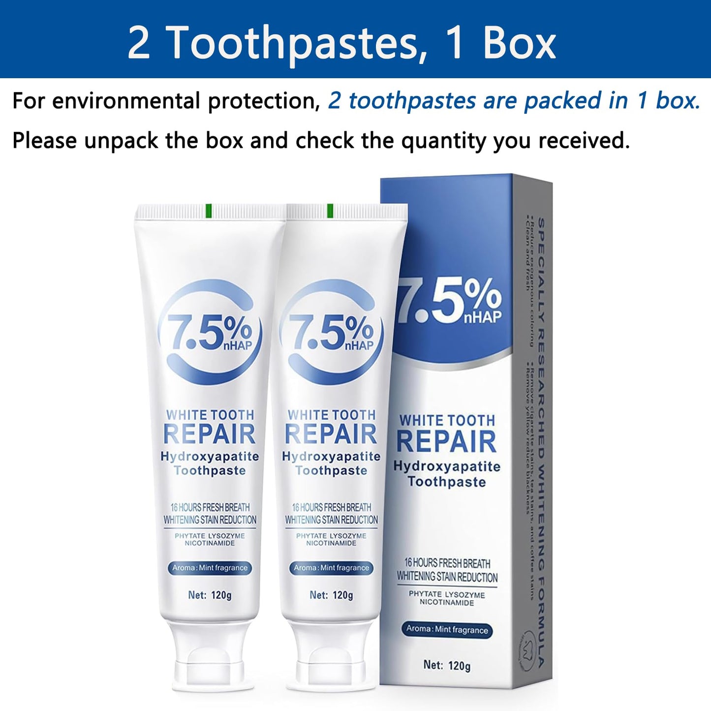 2Pcs Hydroxyapatite Toothpaste – Enamel Protection & Sensitivity Relief