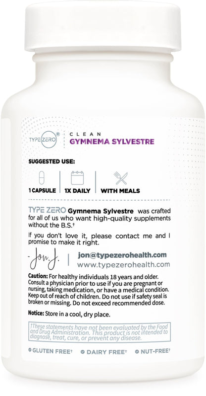 Type Zero Clean Gymnema Sylvestre Capsules – 120 Servings, 3,500 MG/Serving | Non-GMO, Gluten Free