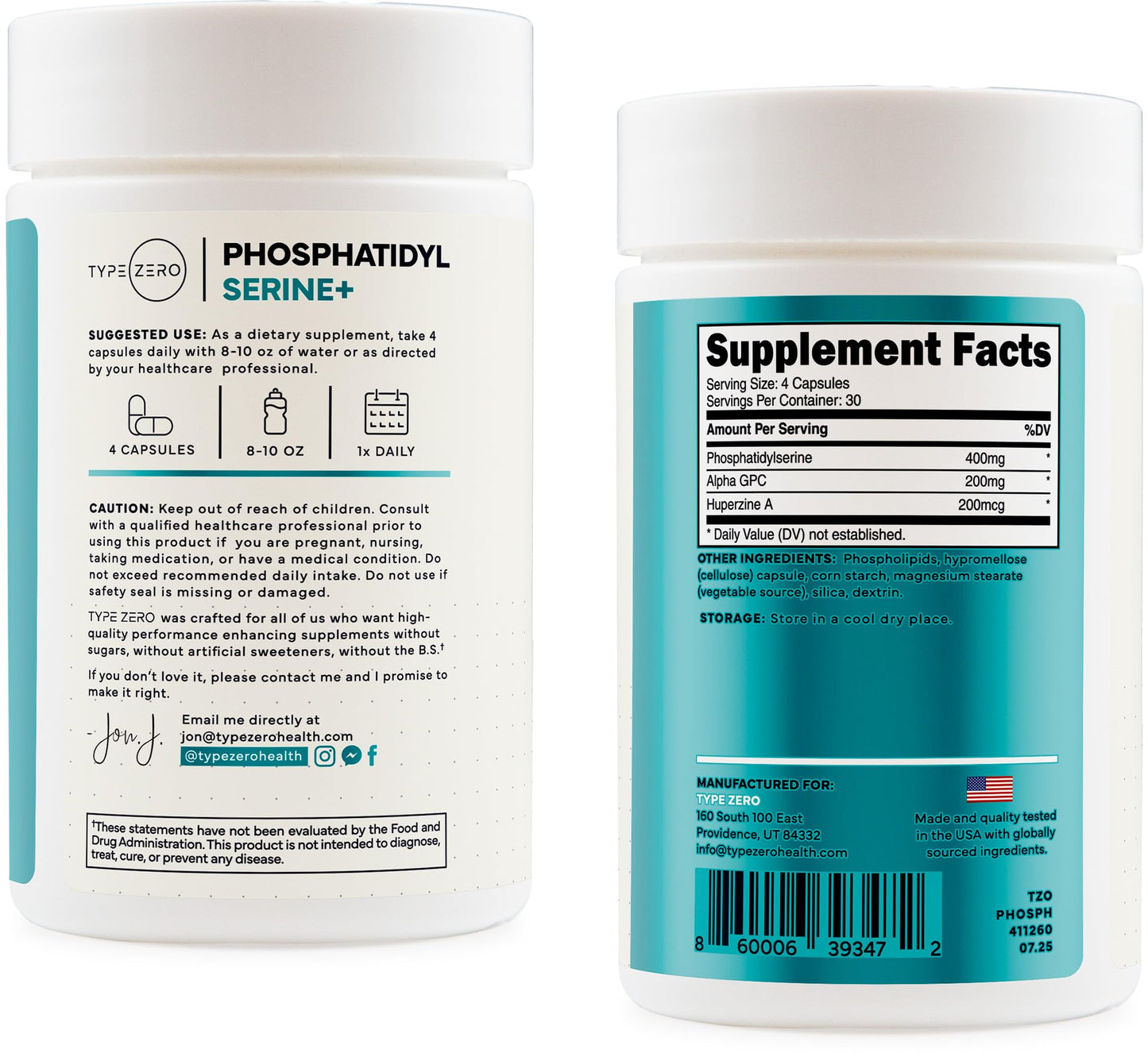 Type Zero 3X Strength Phosphatidylserine Nootropics with Alpha GPC & Huperzine A