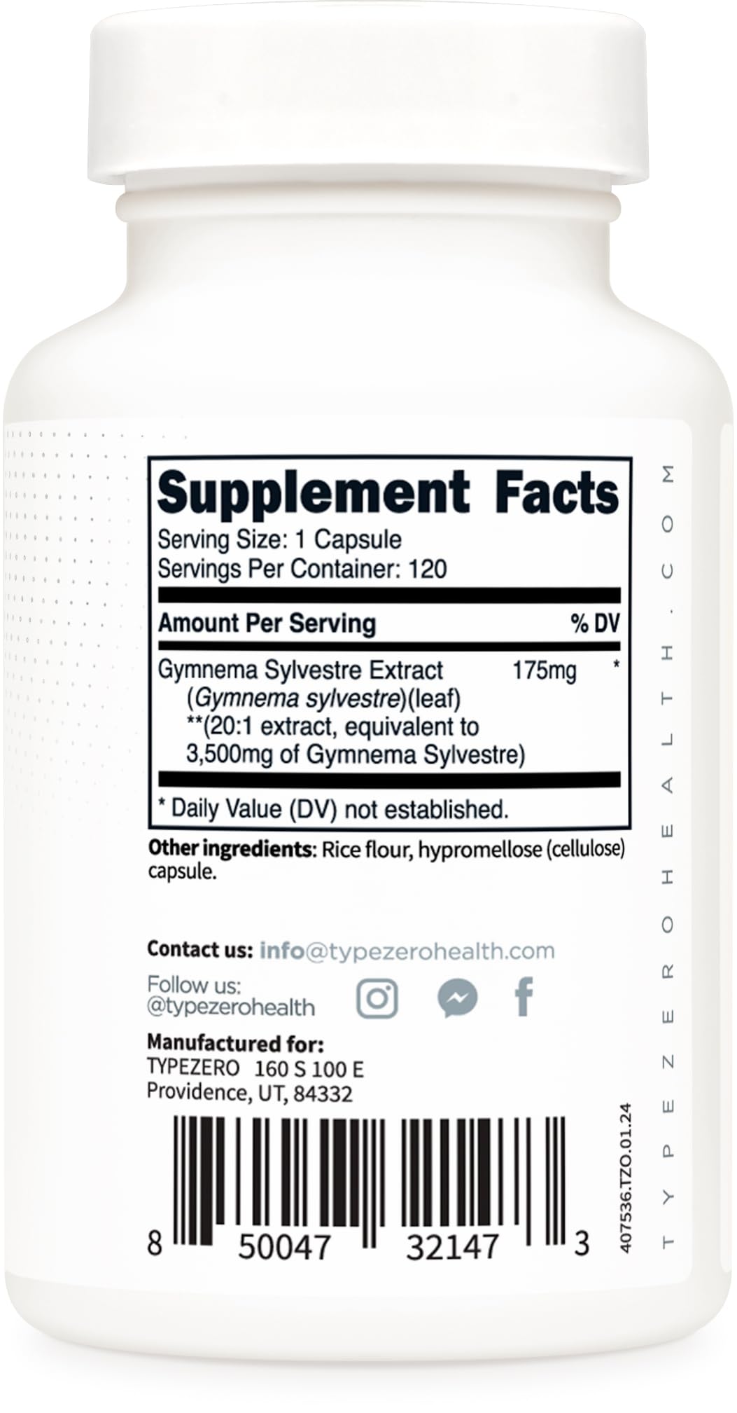 Type Zero Clean Gymnema Sylvestre Capsules – 120 Servings, 3,500 MG/Serving | Non-GMO, Gluten Free