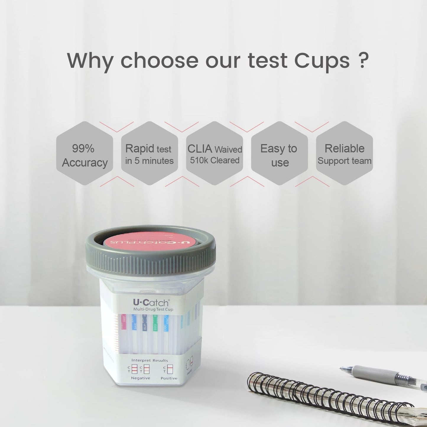 U Catch 5 Pack 12-Panel Drug Test Kit – Temperature Strip Urine Cup