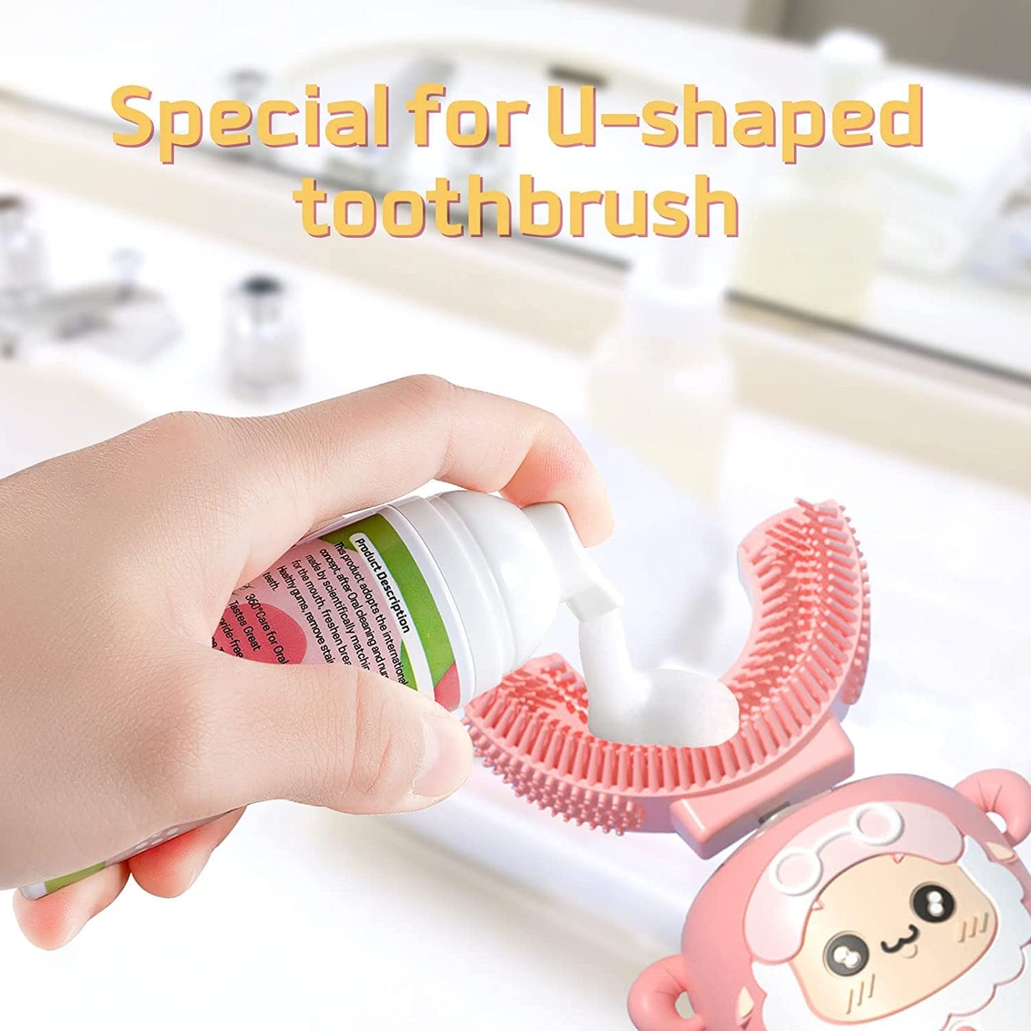 Foam Toothpaste Kids 2 Pack – Low Fluoride Toddler Toothpaste for U-Shaped Toothbrushes, Strawberry Flavor
