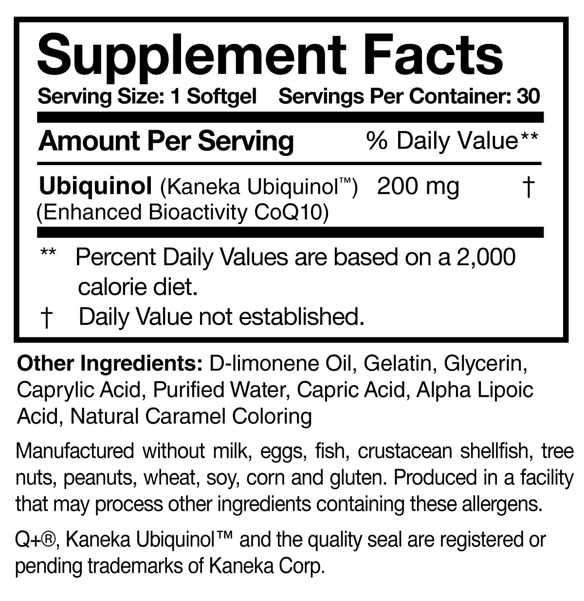 Researched Nutritionals Ubiquinol Super 200 - Enhanced Absorption CoQ10 200mg Softgels