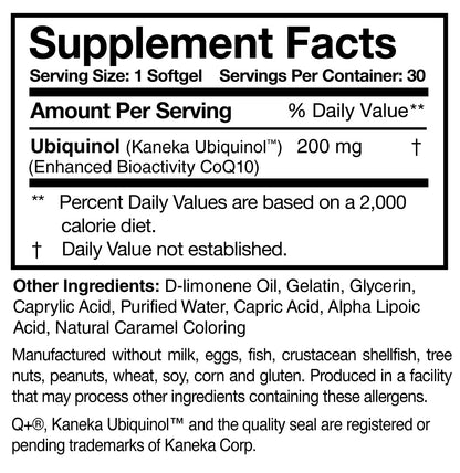 Researched Nutritionals Ubiquinol Super 200 - Enhanced Absorption CoQ10 200mg Softgels