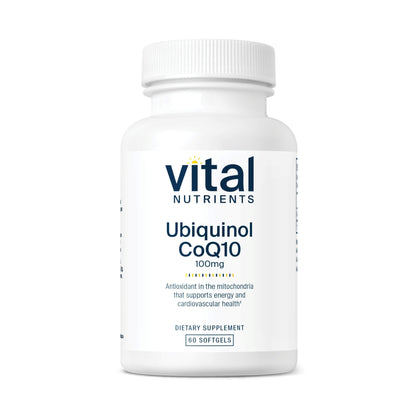 Vital Nutrients Ubiquinol CoQ10 100mg – Activated CoQ10 for Heart & Brain Health | Gluten & Dairy Free | 60 Softgels