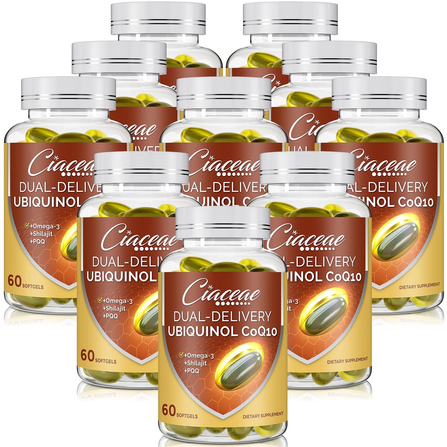 Ciaceae Ubiquinol CoQ10 600 mg Softgels with Omega-3 & Shilajit + PQQ – Dual-Delivery CoQ10 for Energy, Heart & Brain | 60 Servings