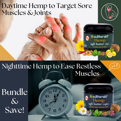 Ugli Butter Hemp Day & Night Bundle (2pk) 4oz – Daytime & Nighttime Topicals