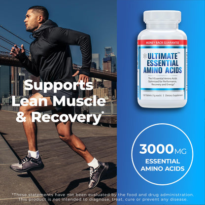 Ultimate 100% Essential Amino Acids for Cutting & Workouts | 9 EAAs, 40% Leucine, Keto & Vegetarian Tablets (150)