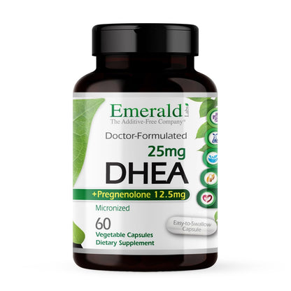 Ultra Botanicals Emerald Labs DHEA 25mg – Adrenal Support, Gluten-Free, 60 Veg Capsules