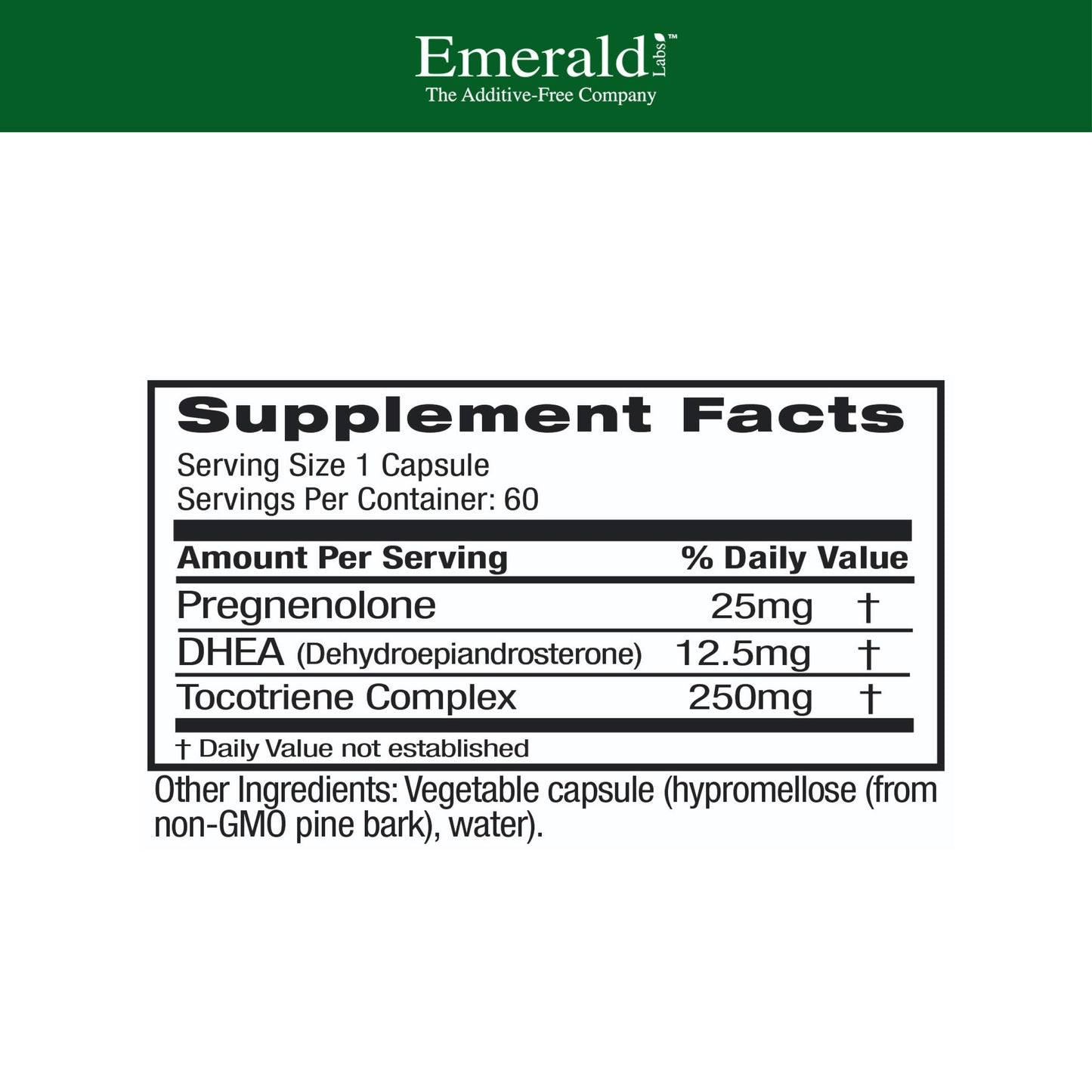 Ultra Botanicals Emerald Labs DHEA 25mg – Adrenal Support, Gluten-Free, 60 Veg Capsules