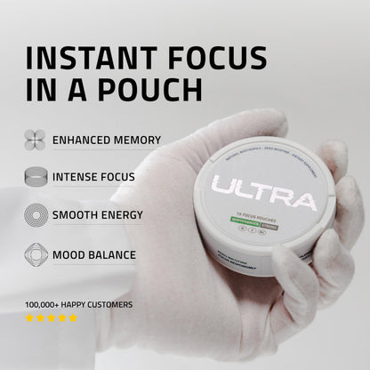 Ultra Focus Pouches Variety Pack (3 Cans) Nicotine-Free, Caffeine-Free | Nootropic Energy & Clarity | Ultra Pouches