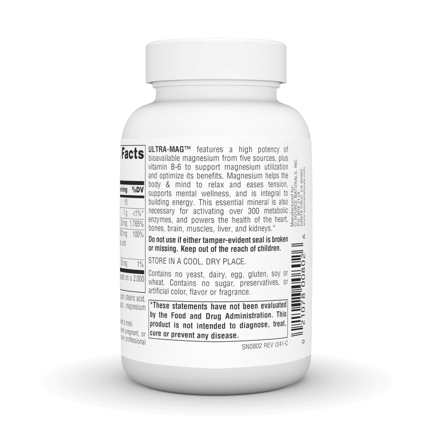 Source Naturals Ultra-Mag 5-in-1 Magnesium – 60 Vegan Tablets | Relaxes Muscles & Calms Nerves