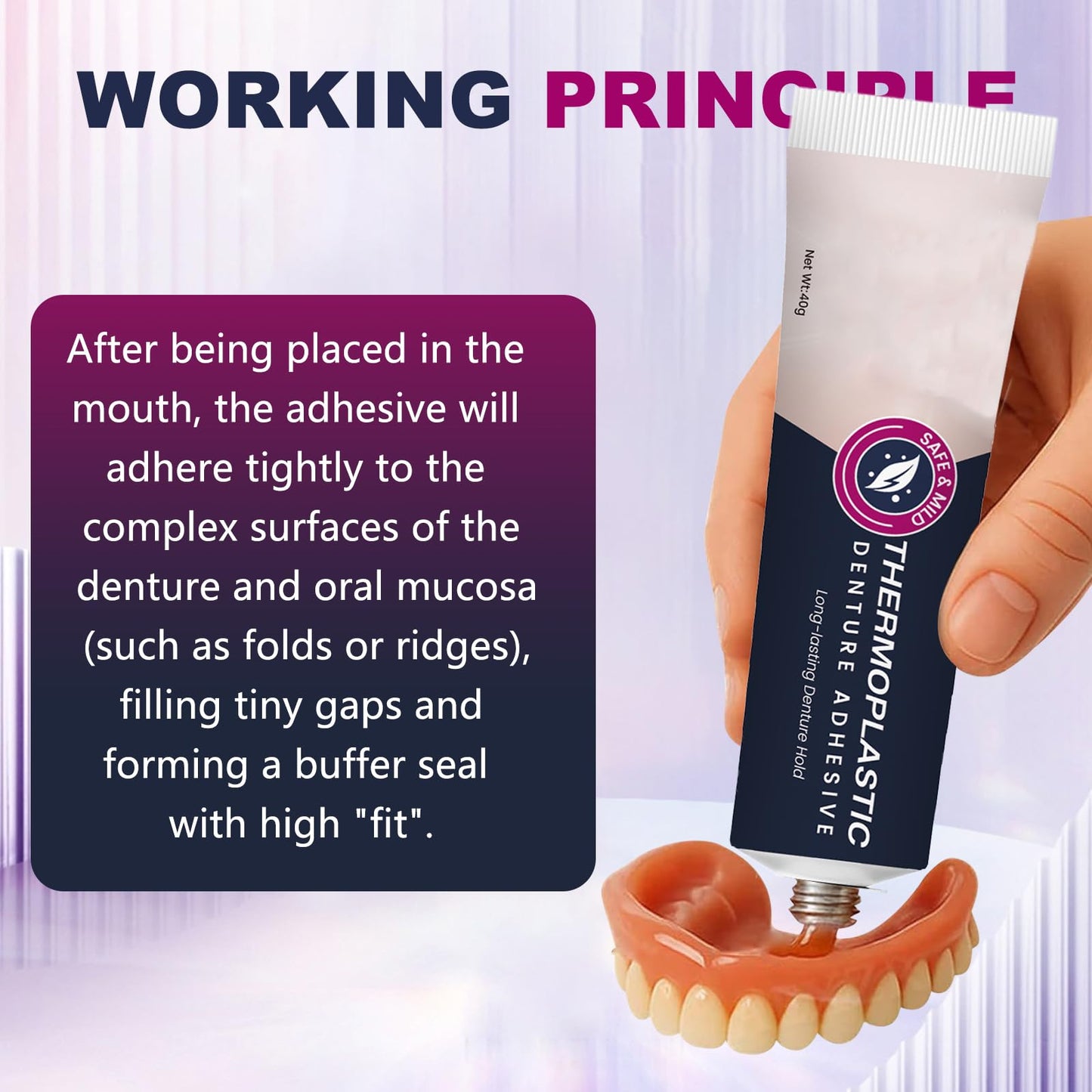 2PCS Thermoplastic Denture Adhesive – Ultra Max Hold, Long-Lasting Comfort
