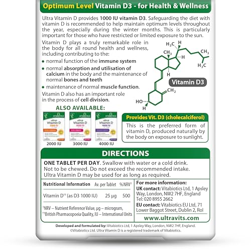 Ultra Vitamin D Tablets by Vitabiotics – 96 (Vitamin D3) for Immune & Bone Health