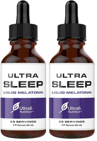 Ultra6 Nutrition Melatonin Drops with Valerian Root – Liquid Sleep Aid for Adults (Pack of 2)