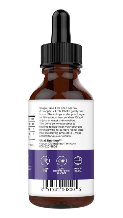 Ultra6 Nutrition Melatonin Drops with Valerian Root – Liquid Sleep Aid for Adults (Pack of 2)