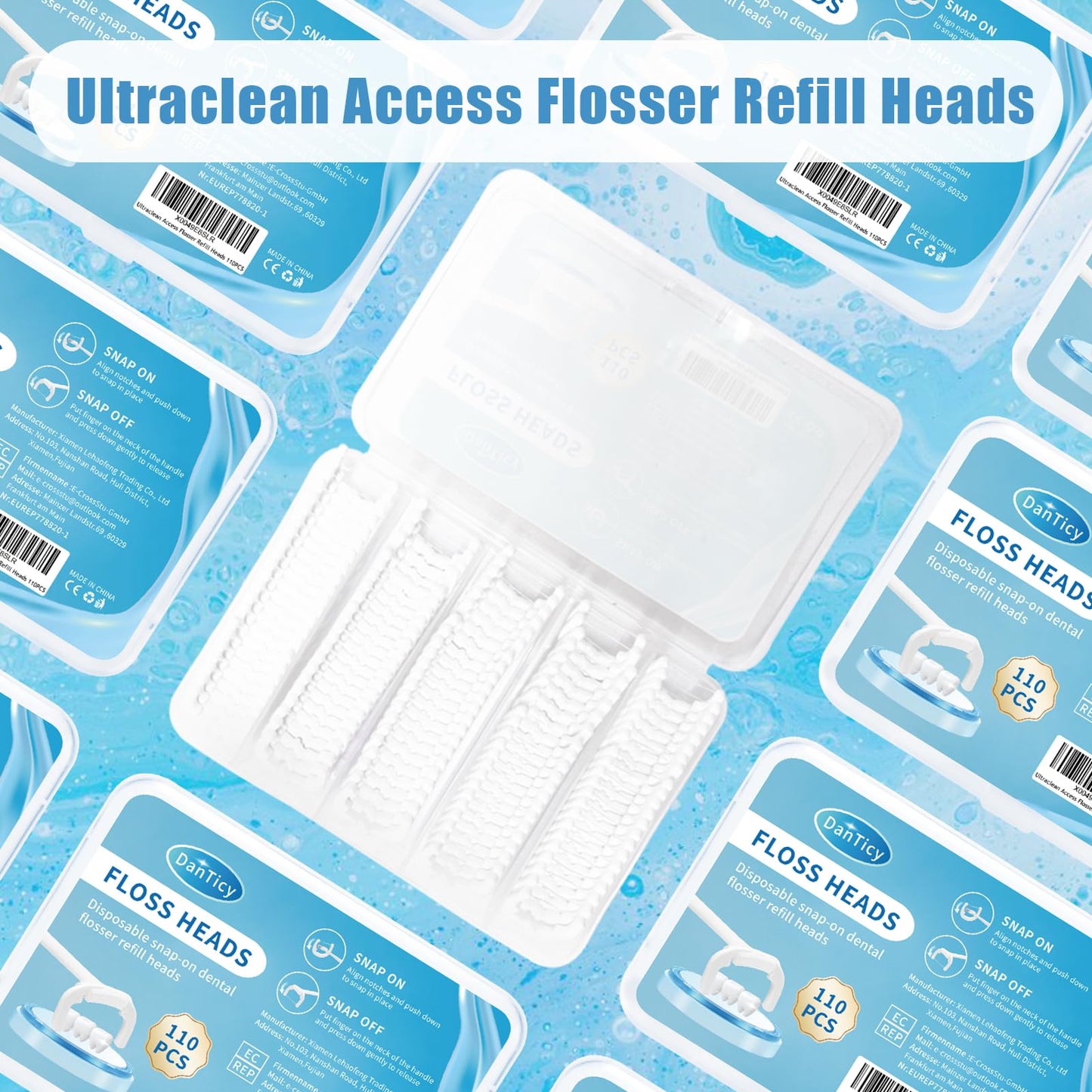 Ultraclean Access Flosser Refill Heads – 110PCS Snap-On Dental Refills