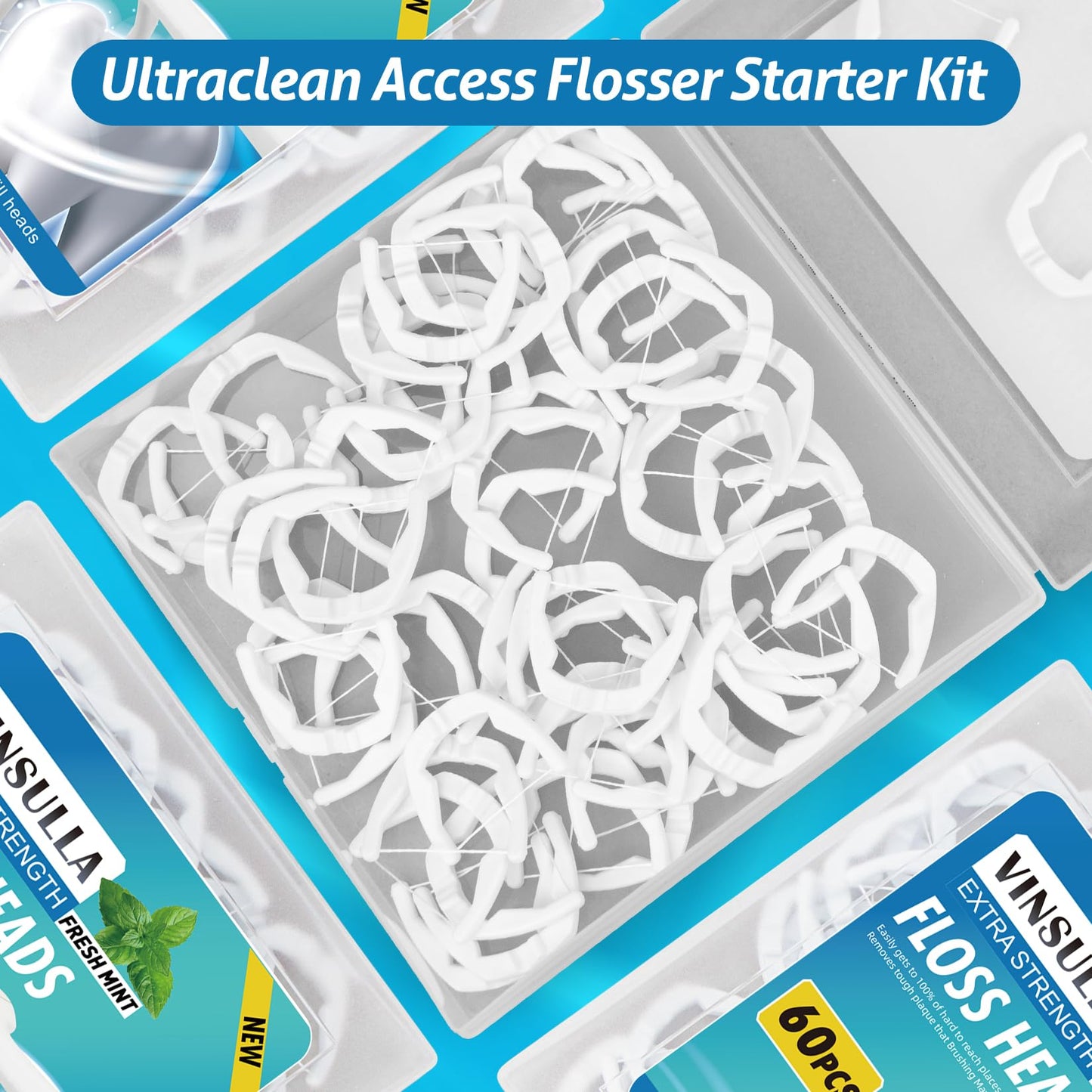 Ultraclean Access Flosser Refill Heads – Mint, 60 Count (Pack of 2), Compatible with Listerine Ultraclean Access Flosser