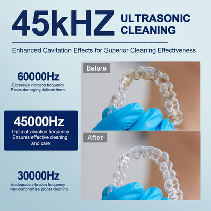 Upgraded Ultrasonic Retainer Cleaner - 45kHz Cleaning Machine with 200ml Pod