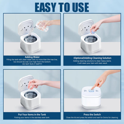 Ultrasonic U-V Retainer Cleaner – 45kHz, 200ml for Dentures & Aligners