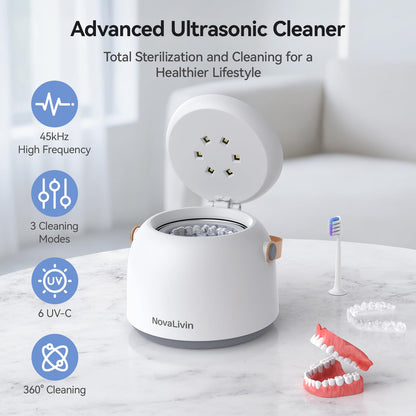 Ultrasonic Retainer Cleaner 45kHz – 3 Modes, 200ml Tank | Aligners & Mouth Guards