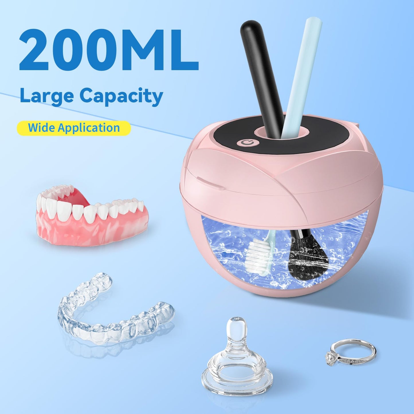 Ultrasonic Retainer Cleaner 45kHz | Dentures, Mouth Guards & Jewelry | 4 Cleaning Modes