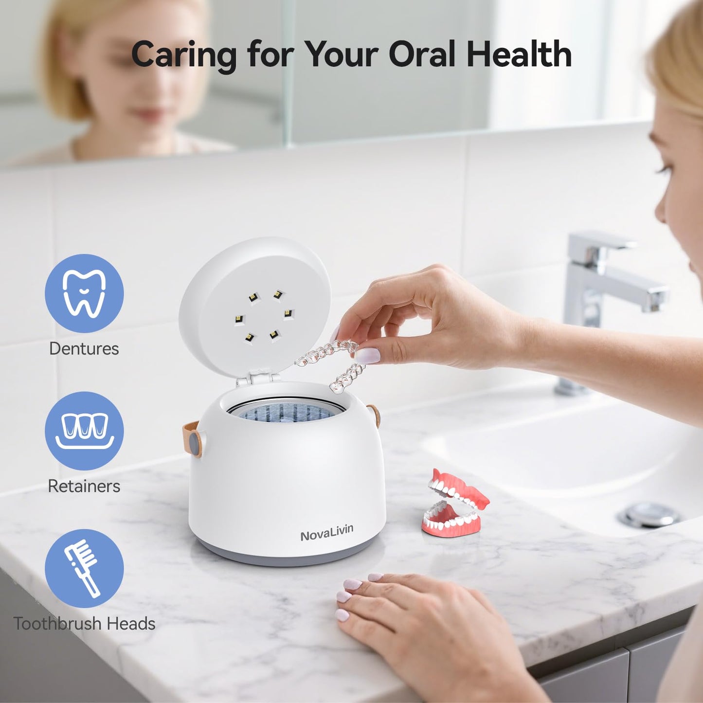 Ultrasonic Retainer Cleaner 45kHz – 3 Modes, 200ml Tank | Aligners & Mouth Guards