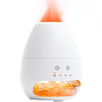 Ultrasonic Essential Oil Diffuser with Himalayan Salt Rock – Flame Effect, 100ML, Auto Off