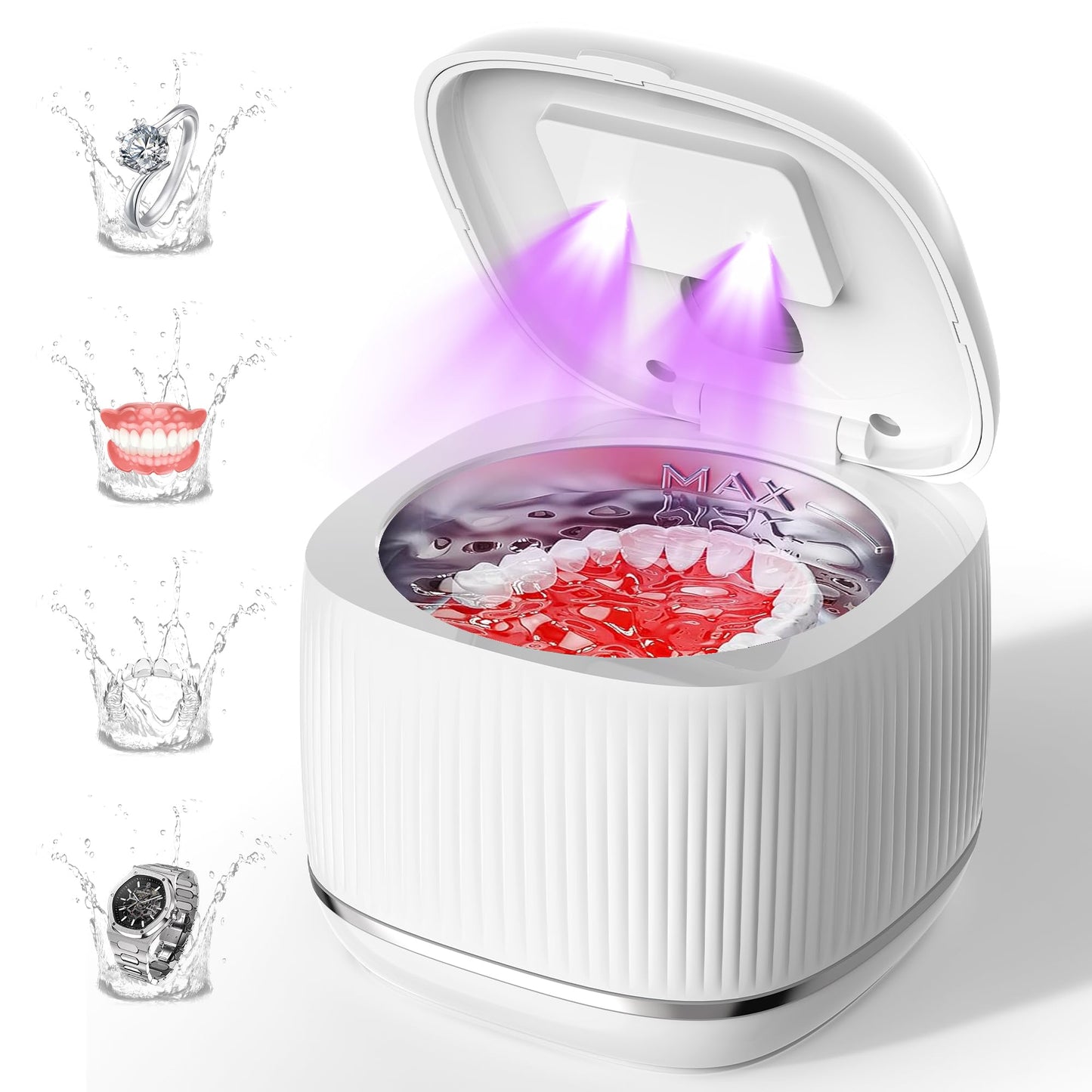 2025 Upgraded 3-in-1 Ultrasonic Retainer Cleaner – Degassing + UV, 5x Cleaning
