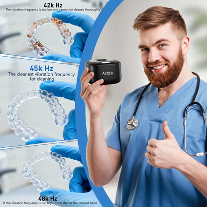 Ultrasonic Retainer Cleaner – Wireless Pro Sonic Dental Cleaning (Black)