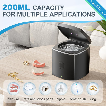 Ultrasonic Retainer Cleaner - 43kHz Denture & Jewelry Cleaner