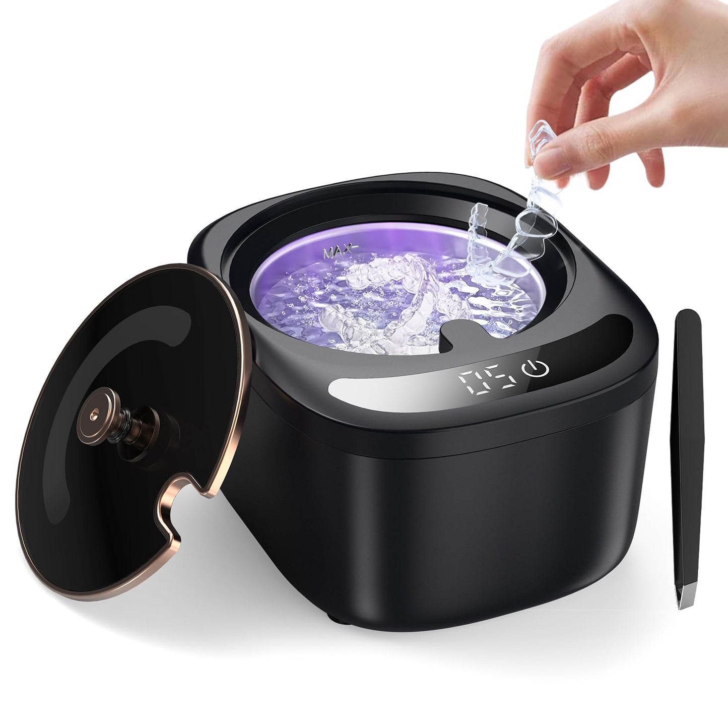 Ultrasonic Retainer Cleaner Machine – 45kHz Cleaning, 230ml Capacity for Dentures, Aligners, Braces & More