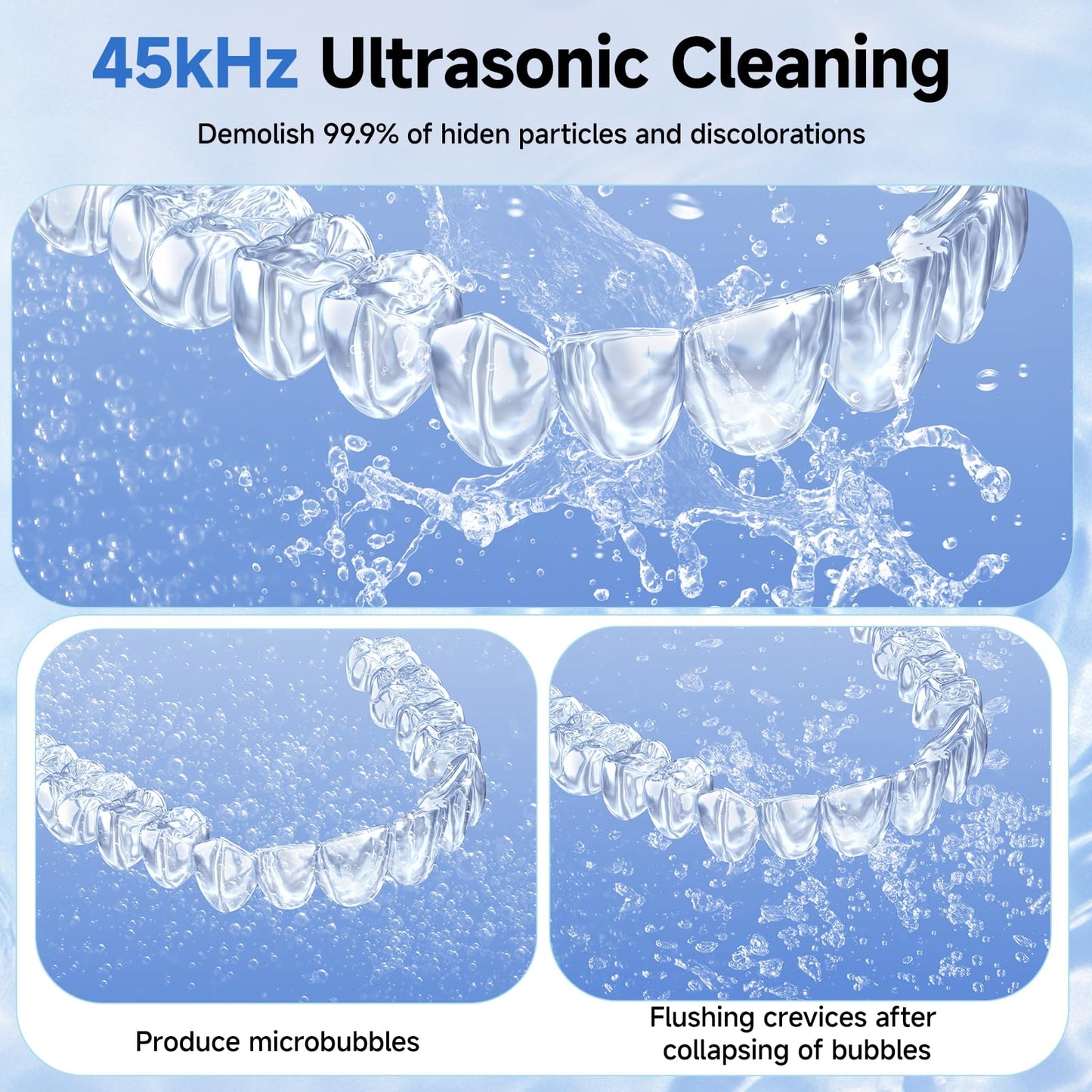 Ultrasonic Retainer Cleaner Machine – 45kHz Cleaning for Dentures & Aligners